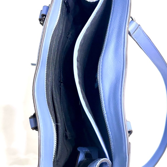 REBECCA MINKOFF LARGE EXPANDABLE SATCHEL TOTE IN DENIM BLUE - Picture 7 of 9